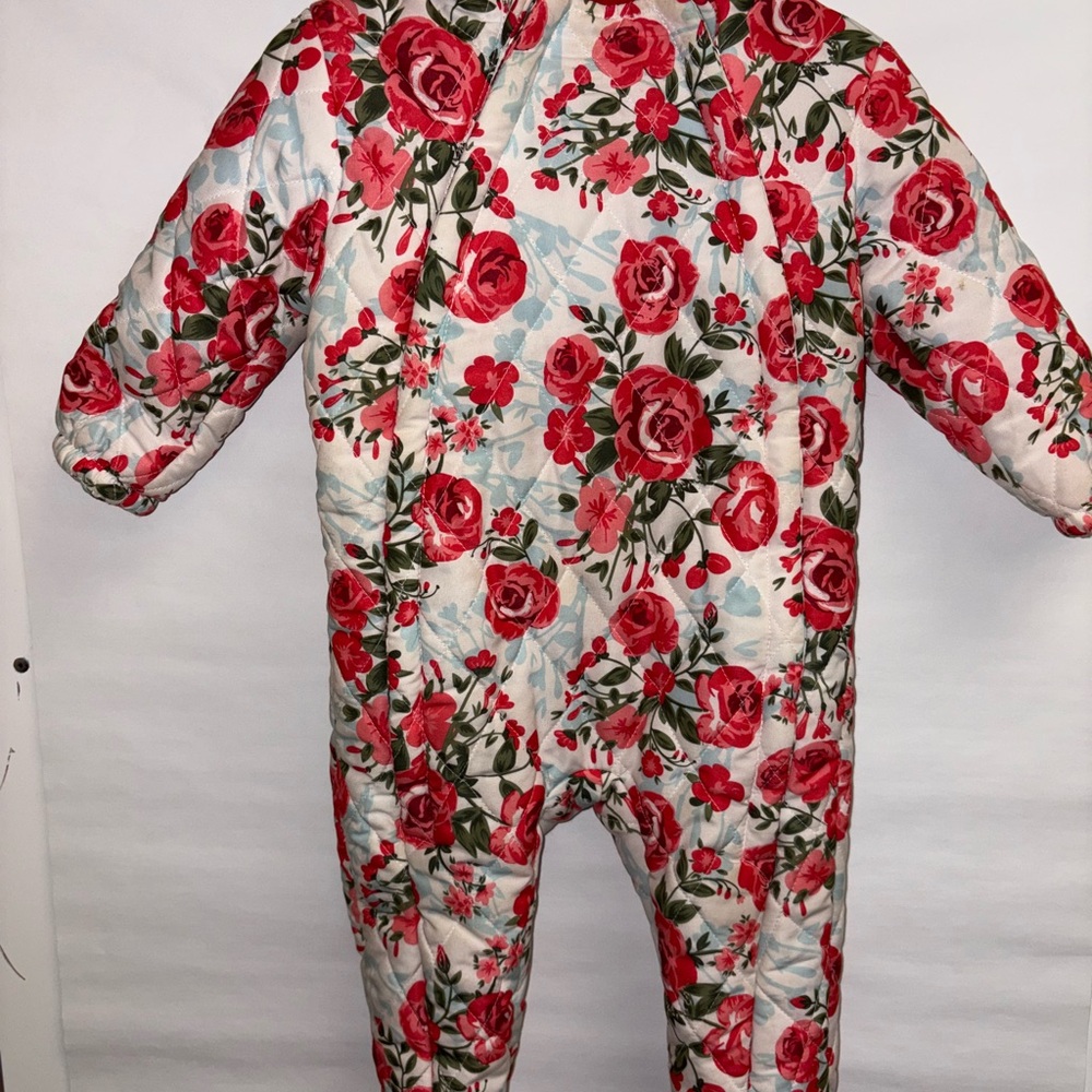 Floral Kids Footie with Red and Green Design
